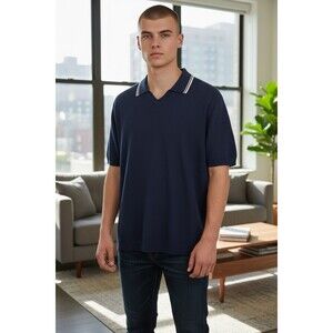 Gap Polo Shirt Men's Large Navy Blue Collared Short Sleeve Classic Pullover Knit